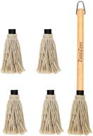 🔥 zaanzeer 18 inch bbq mop: wooden handle + 4 extra cotton fiber mop heads for grilling & smoking steak logo