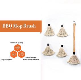 img 3 attached to 🔥 ZaanZeer 18 Inch BBQ Mop: Wooden Handle + 4 Extra Cotton Fiber Mop Heads for Grilling & Smoking Steak