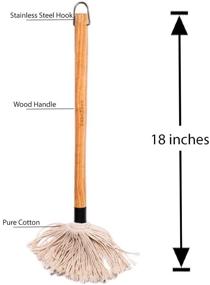 img 2 attached to 🔥 ZaanZeer 18 Inch BBQ Mop: Wooden Handle + 4 Extra Cotton Fiber Mop Heads for Grilling & Smoking Steak