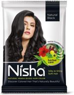 nisha henna based semi permanent hair color - объем: 6 пачек по 10 г, с кистью для окрашивания, в натурально черном цвете логотип