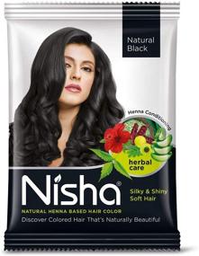 img 4 attached to Nisha Henna Based Semi Permanent Hair Color - Объем: 6 пачек по 10 г, с кистью для окрашивания, в натурально черном цвете