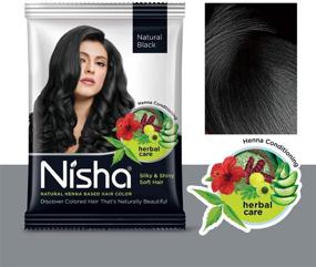 img 3 attached to Nisha Henna Based Semi Permanent Hair Color - Объем: 6 пачек по 10 г, с кистью для окрашивания, в натурально черном цвете