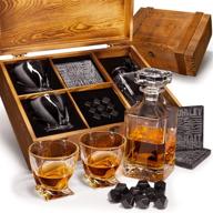 🎁 premium whiskey decanter crate set: ideal gift for both men and women - includes decanter, swirl glasses, whisky stones, coasters, and pinewood box logo