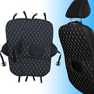 🚗 2 pack kick mats back seat protector car seat cover - premium fabric, odor free, protects leather seats with 2 storage pockets logo