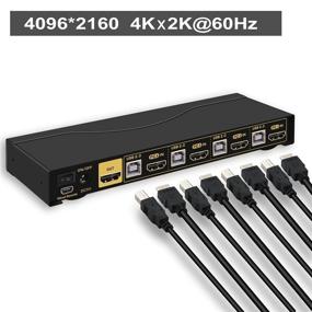 img 3 attached to 💻 High-Performance 4 Port KVM Switch with 4K@60Hz HDMI Cables - Share Keyboard, Mouse, and 1 Monitor Among 4 PCs/Laptops/DVRs/NVRs