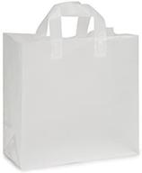 🛍️ frosted handle bags: 12x6x12" clear plastic gift bags - pack of 25. durable 3 mil frosted bags with handle logo