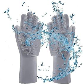 img 4 attached to 🧤 Reusable Silicone Dishwashing Gloves - Heat Resistant Cleaning Tool for Kitchen - Great for Dish Cleaning and Wash Brush