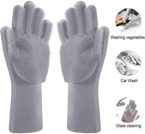 img 3 attached to 🧤 Reusable Silicone Dishwashing Gloves - Heat Resistant Cleaning Tool for Kitchen - Great for Dish Cleaning and Wash Brush