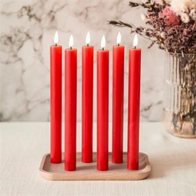 img 1 attached to Enhance your Christmas & Wedding Decor with Eywamage Red Flameless Taper Candles - 6 Pack!