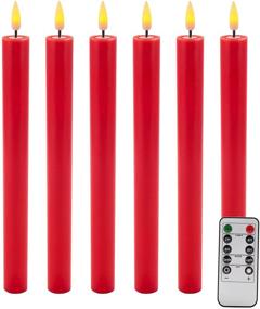 img 4 attached to Enhance your Christmas & Wedding Decor with Eywamage Red Flameless Taper Candles - 6 Pack!