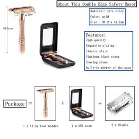 img 2 attached to 🌹 Rangale Rose Gold Classic Safety Razor Set for Men - 3-Piece Double Edge Manual Shaving Razor with Reusable Blades, Complete with ABS Case