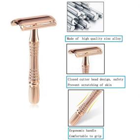 img 3 attached to 🌹 Rangale Rose Gold Classic Safety Razor Set for Men - 3-Piece Double Edge Manual Shaving Razor with Reusable Blades, Complete with ABS Case