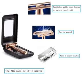 img 1 attached to 🌹 Rangale Rose Gold Classic Safety Razor Set for Men - 3-Piece Double Edge Manual Shaving Razor with Reusable Blades, Complete with ABS Case