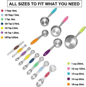 img 3 attached to Premium Stainless Steel Measuring Cups and Spoons Set for Baking & Cooking | FANGSUN Kitchen Measuring Tools for Food