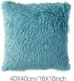 img 1 attached to HEYDOO Fluffy Cushion Decorative Turquoise