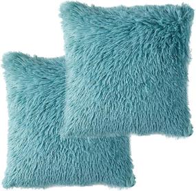 img 3 attached to HEYDOO Fluffy Cushion Decorative Turquoise