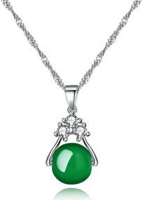 img 4 attached to 💎 Stunning Rotating Pendant Necklace with Simulated Agate and Birthstone: Perfect Jewelry Gift for Women ZY050