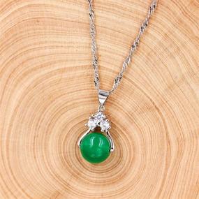 img 1 attached to 💎 Stunning Rotating Pendant Necklace with Simulated Agate and Birthstone: Perfect Jewelry Gift for Women ZY050