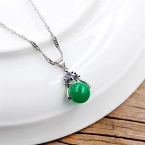 img 3 attached to 💎 Stunning Rotating Pendant Necklace with Simulated Agate and Birthstone: Perfect Jewelry Gift for Women ZY050