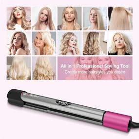 img 3 attached to 💇 IG INGLAM Hair Straightener with Curler: 1" Ceramic Tourmaline Plates, Negative Ionic, LED Display + Auto Off – Grey & Rose Red