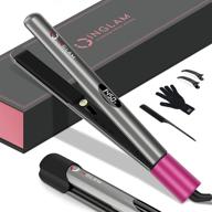 💇 ig inglam hair straightener with curler: 1" ceramic tourmaline plates, negative ionic, led display + auto off – grey & rose red logo