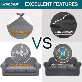 img 1 attached to 🛋️ Granbest Premium Water-Repellent Sofa Slipcover: High Stretch & Super Soft Fabric - Large Light Gray 3 Seat Couch Cover, Ideal for Pets & Furniture Protection