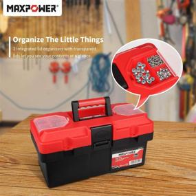 img 2 attached to MAXPOWER 14-Inch Red Plastic Small Tool Box with Removable Tray & Dual Lock Secured