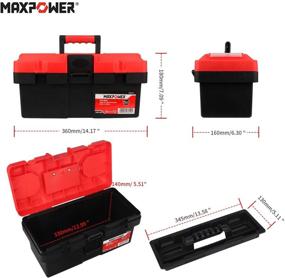 img 3 attached to MAXPOWER 14-Inch Red Plastic Small Tool Box with Removable Tray & Dual Lock Secured