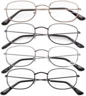 👓 stylish unisex reading glasses with round metal frames - suncrush, 4 pairs, classic design [0.50] logo