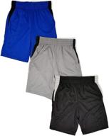 andrew scott boys 3 pack sport shorts, featuring active performance mesh for basketball logo