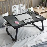 📚 yoshoot клиренс настольная плита для ноутбука для кровати с выдвижным ящиком и книжной подставкой - многофункциональная складывающиеся ножки для ноутбука для чтения на кровати, диване, черный логотип