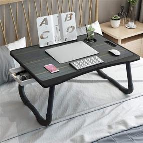 img 4 attached to 📚 YOSHOOT Clearance Laptop Desk for Bed with Storage Drawer and Book Stand - Multi-Function Foldable Legs Notebook Stand Reading Desk for Bed Sofa, Black