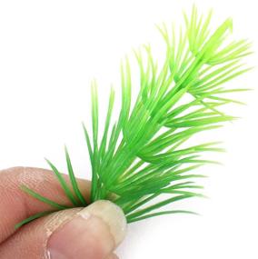 img 1 attached to 🌿 Vibrant Green Plastic Aquarium Grass Decoration - 10-Piece Set by uxcell