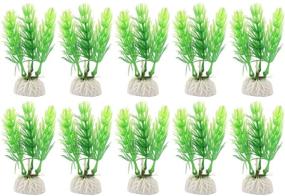 img 3 attached to 🌿 Vibrant Green Plastic Aquarium Grass Decoration - 10-Piece Set by uxcell