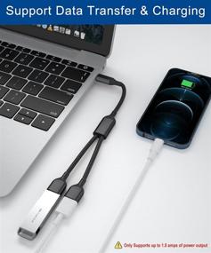 img 1 attached to 🔌 1FT Кабель адаптер USB C Male к двум USB Female - разветвитель Thunderbolt 3 в Type A 2.0 OTG конвертер для MacBook, iPad Air 4, Mini 6, Microsoft Surface Go, Pro 8