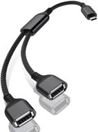 🔌 1ft кабель адаптер usb c male к двум usb female - разветвитель thunderbolt 3 в type a 2.0 otg конвертер для macbook, ipad air 4, mini 6, microsoft surface go, pro 8 логотип