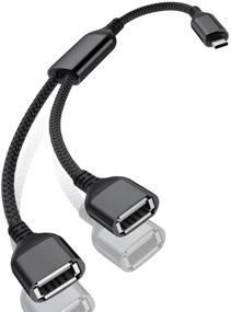 img 4 attached to 🔌 1FT Кабель адаптер USB C Male к двум USB Female - разветвитель Thunderbolt 3 в Type A 2.0 OTG конвертер для MacBook, iPad Air 4, Mini 6, Microsoft Surface Go, Pro 8