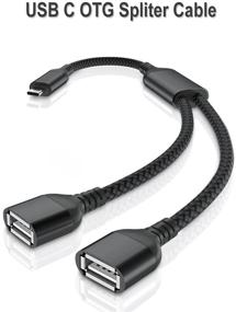 img 3 attached to 🔌 1FT Кабель адаптер USB C Male к двум USB Female - разветвитель Thunderbolt 3 в Type A 2.0 OTG конвертер для MacBook, iPad Air 4, Mini 6, Microsoft Surface Go, Pro 8