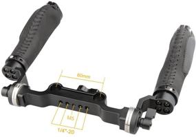 img 2 attached to 📸 Черный крепление для плеча для DSLR камеры CAMVATE с розеточным стандартным аксессуаром - кожаная ручка, 15 мм штанга, резьба М6, диаметр 31,8 мм