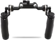 📸 black camvate dslr shoulder mount rig with rosette standard accessory - leather handle, 15mm rod, m6 thread, 31.8mm diameter logo