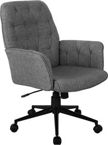 img 3 attached to 🪑 Modern Grey Upholstered Office Chair with Arms - Techni Mobili Executive Tufted Design