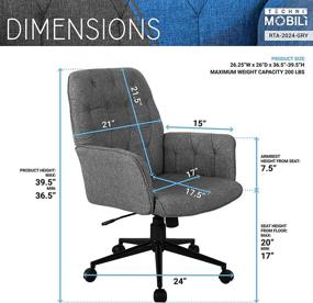 img 1 attached to 🪑 Modern Grey Upholstered Office Chair with Arms - Techni Mobili Executive Tufted Design