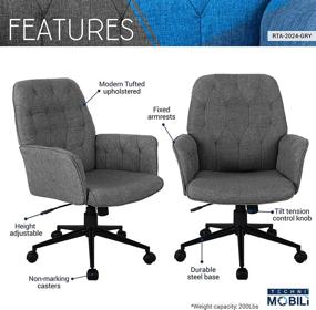 img 2 attached to 🪑 Modern Grey Upholstered Office Chair with Arms - Techni Mobili Executive Tufted Design