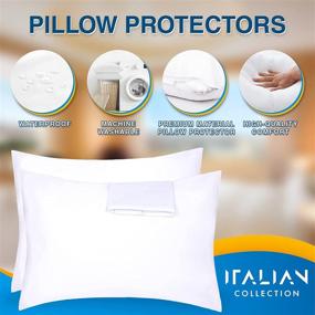 img 3 attached to 🛏️ Italian Collection 4 Pack Waterproof Vinyl Pillow Bed Bug Protector Pillowcase, Zippered Pillow Encasement Covers – Standard Size