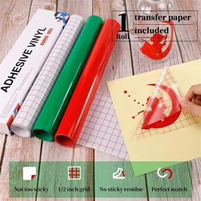 img 2 attached to 🎨 YRYM Permanent Adhesive Vinyl Rolls - 12" x 5ft Glossy Red & Green Vinyl Bundle with Transfer Tape Set - Ideal for Cricut, Silhouette, Cameo, Scrapbooking, Signs