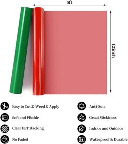 img 1 attached to 🎨 YRYM Permanent Adhesive Vinyl Rolls - 12" x 5ft Glossy Red & Green Vinyl Bundle with Transfer Tape Set - Ideal for Cricut, Silhouette, Cameo, Scrapbooking, Signs