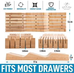 img 2 attached to 🔪 Bamboo Knife Drawer Organizer by Zulay Kitchen: Edge-Protecting Block for Up to 14 Knives - Smooth Finish Tray Fits Most Kitchen Drawers