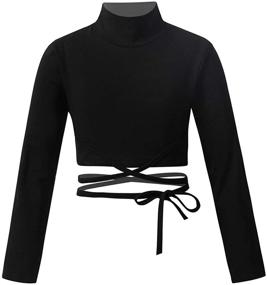 img 4 attached to Ranrann Sleeves Gymnastic Dancewear Self Tied Girls' Clothing in Tops, Tees & Blouses