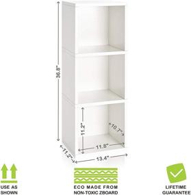 img 3 attached to 📚 Way Basics Eco Wynwood 3 Cube Bookcase: Tool-Free Assembly, Non Toxic, Sustainable Storage Shelf & Organizer in White zBoard Paperboard