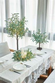 img 1 attached to 🌳 LITBLOOM Lighted Tabletop Olive Tree: 18IN 50 LED with Timer - Artificial Greenery for Weddings, Parties & Christmas Decor - Battery Operated or USB Plug-in